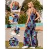 image:imageEkouaer Womens Causal Sleeveless Jumpsuits Summer Boho Wide Leg Floral Rompers Overalls with PocketsA Blue Boho Print