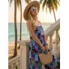 image:imageEkouaer Womens Causal Sleeveless Jumpsuits Summer Boho Wide Leg Floral Rompers Overalls with PocketsA Blue Boho Print