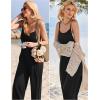 image:imageEkouaer Womens Causal Sleeveless Jumpsuits Summer Boho Wide Leg Floral Rompers Overalls with PocketsBlack