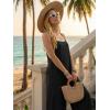 image:imageEkouaer Womens Causal Sleeveless Jumpsuits Summer Boho Wide Leg Floral Rompers Overalls with PocketsBlack