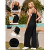 image:imageEkouaer Womens Causal Sleeveless Jumpsuits Summer Boho Wide Leg Floral Rompers Overalls with PocketsBlack