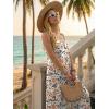 image:imageEkouaer Womens Causal Sleeveless Jumpsuits Summer Boho Wide Leg Floral Rompers Overalls with PocketsBlue Beige Floral