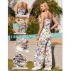 image:imageEkouaer Womens Causal Sleeveless Jumpsuits Summer Boho Wide Leg Floral Rompers Overalls with PocketsBlue Beige Floral