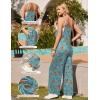 image:imageEkouaer Womens Causal Sleeveless Jumpsuits Summer Boho Wide Leg Floral Rompers Overalls with PocketsBlue Red Floral