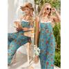 image:imageEkouaer Womens Causal Sleeveless Jumpsuits Summer Boho Wide Leg Floral Rompers Overalls with PocketsBlue Red Floral