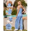 image:imageEkouaer Womens Causal Sleeveless Jumpsuits Summer Boho Wide Leg Floral Rompers Overalls with PocketsBlue White Floral