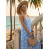 image:imageEkouaer Womens Causal Sleeveless Jumpsuits Summer Boho Wide Leg Floral Rompers Overalls with PocketsBlue White Floral