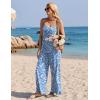 image:imageEkouaer Womens Causal Sleeveless Jumpsuits Summer Boho Wide Leg Floral Rompers Overalls with PocketsBlue White Floral