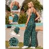 image:imageEkouaer Womens Causal Sleeveless Jumpsuits Summer Boho Wide Leg Floral Rompers Overalls with PocketsGreen Small Floral