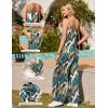 image:imageEkouaer Womens Causal Sleeveless Jumpsuits Summer Boho Wide Leg Floral Rompers Overalls with PocketsGrenn White Leaves