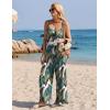 image:imageEkouaer Womens Causal Sleeveless Jumpsuits Summer Boho Wide Leg Floral Rompers Overalls with PocketsGrenn White Leaves