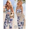 image:imageEkouaer Womens Causal Sleeveless Jumpsuits Summer Boho Wide Leg Floral Rompers Overalls with PocketsGrey Boho Print