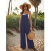 image:imageEkouaer Womens Causal Sleeveless Jumpsuits Summer Boho Wide Leg Floral Rompers Overalls with PocketsNavy Blue