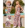 image:imageEkouaer Womens Causal Sleeveless Jumpsuits Summer Boho Wide Leg Floral Rompers Overalls with PocketsOrange White Floral