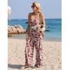 image:imageEkouaer Womens Causal Sleeveless Jumpsuits Summer Boho Wide Leg Floral Rompers Overalls with PocketsOrange White Floral