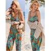 image:imageEkouaer Womens Causal Sleeveless Jumpsuits Summer Boho Wide Leg Floral Rompers Overalls with PocketsPlant Leaves Floral