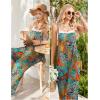 image:imageEkouaer Womens Causal Sleeveless Jumpsuits Summer Boho Wide Leg Floral Rompers Overalls with PocketsPlant Leaves Floral