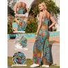 image:imageEkouaer Womens Causal Sleeveless Jumpsuits Summer Boho Wide Leg Floral Rompers Overalls with PocketsPlant Leaves Floral