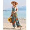 image:imageEkouaer Womens Causal Sleeveless Jumpsuits Summer Boho Wide Leg Floral Rompers Overalls with PocketsPlant Leaves Floral
