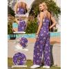 image:imageEkouaer Womens Causal Sleeveless Jumpsuits Summer Boho Wide Leg Floral Rompers Overalls with PocketsPurple Floral