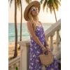 image:imageEkouaer Womens Causal Sleeveless Jumpsuits Summer Boho Wide Leg Floral Rompers Overalls with PocketsPurple Floral