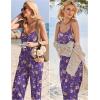 image:imageEkouaer Womens Causal Sleeveless Jumpsuits Summer Boho Wide Leg Floral Rompers Overalls with PocketsPurple Floral