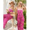 image:imageEkouaer Womens Causal Sleeveless Jumpsuits Summer Boho Wide Leg Floral Rompers Overalls with PocketsRose Pink Floral