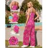 image:imageEkouaer Womens Causal Sleeveless Jumpsuits Summer Boho Wide Leg Floral Rompers Overalls with PocketsRose Pink Floral