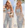 image:imageEkouaer Womens Causal Sleeveless Jumpsuits Summer Boho Wide Leg Floral Rompers Overalls with PocketsWhite Daisy Floral