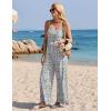 image:imageEkouaer Womens Causal Sleeveless Jumpsuits Summer Boho Wide Leg Floral Rompers Overalls with PocketsWhite Daisy Floral
