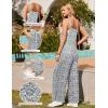 image:imageEkouaer Womens Causal Sleeveless Jumpsuits Summer Boho Wide Leg Floral Rompers Overalls with PocketsWhite Daisy Floral