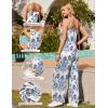 image:imageEkouaer Womens Causal Sleeveless Jumpsuits Summer Boho Wide Leg Floral Rompers Overalls with PocketsWhite Italian Print