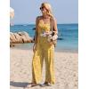 image:imageEkouaer Womens Causal Sleeveless Jumpsuits Summer Boho Wide Leg Floral Rompers Overalls with PocketsWhite Yellow Floral