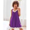 image:imageEkouaer Womens Nightgown Vneck Chemise Sleepwear Lace Nightwear Soft Lingerie for WomenAubergine Purple