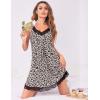 image:imageEkouaer Womens Nightgown Vneck Chemise Sleepwear Lace Nightwear Soft Lingerie for WomenBlack Leopard Print