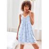 image:imageEkouaer Womens Nightgown Vneck Chemise Sleepwear Lace Nightwear Soft Lingerie for WomenLight Blue Cherry Print