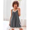 image:imageEkouaer Womens Nightgown Vneck Chemise Sleepwear Lace Nightwear Soft Lingerie for WomenMid Grey