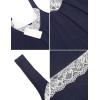 image:imageEkouaer Womens Nightgown Vneck Chemise Sleepwear Lace Nightwear Soft Lingerie for WomenNavy Blue