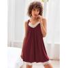image:imageEkouaer Womens Nightgown Vneck Chemise Sleepwear Lace Nightwear Soft Lingerie for WomenWine Red