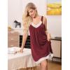 image:imageEkouaer Womens Nightgown Vneck Chemise Sleepwear Lace Nightwear Soft Lingerie for WomenWine Red