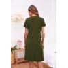 image:imageEkouaer Womens Nightshirt Short Sleeve Button Down Nightgown VNeck Sleepwear Pajama DressArmy Green