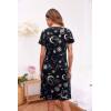 image:imageEkouaer Womens Nightshirt Short Sleeve Button Down Nightgown VNeck Sleepwear Pajama DressBlack Moon Print