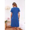 image:imageEkouaer Womens Nightshirt Short Sleeve Button Down Nightgown VNeck Sleepwear Pajama DressBlue