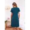 image:imageEkouaer Womens Nightshirt Short Sleeve Button Down Nightgown VNeck Sleepwear Pajama DressBlue Green