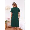 image:imageEkouaer Womens Nightshirt Short Sleeve Button Down Nightgown VNeck Sleepwear Pajama DressDark Green