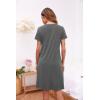 image:imageEkouaer Womens Nightshirt Short Sleeve Button Down Nightgown VNeck Sleepwear Pajama DressDark Grey