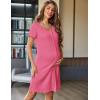 image:imageEkouaer Womens Nightshirt Short Sleeve Button Down Nightgown VNeck Sleepwear Pajama DressDark Pink