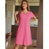 image:imageEkouaer Womens Nightshirt Short Sleeve Button Down Nightgown VNeck Sleepwear Pajama DressDark Pink