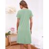 image:imageEkouaer Womens Nightshirt Short Sleeve Button Down Nightgown VNeck Sleepwear Pajama DressGreen