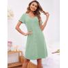 image:imageEkouaer Womens Nightshirt Short Sleeve Button Down Nightgown VNeck Sleepwear Pajama DressGreen